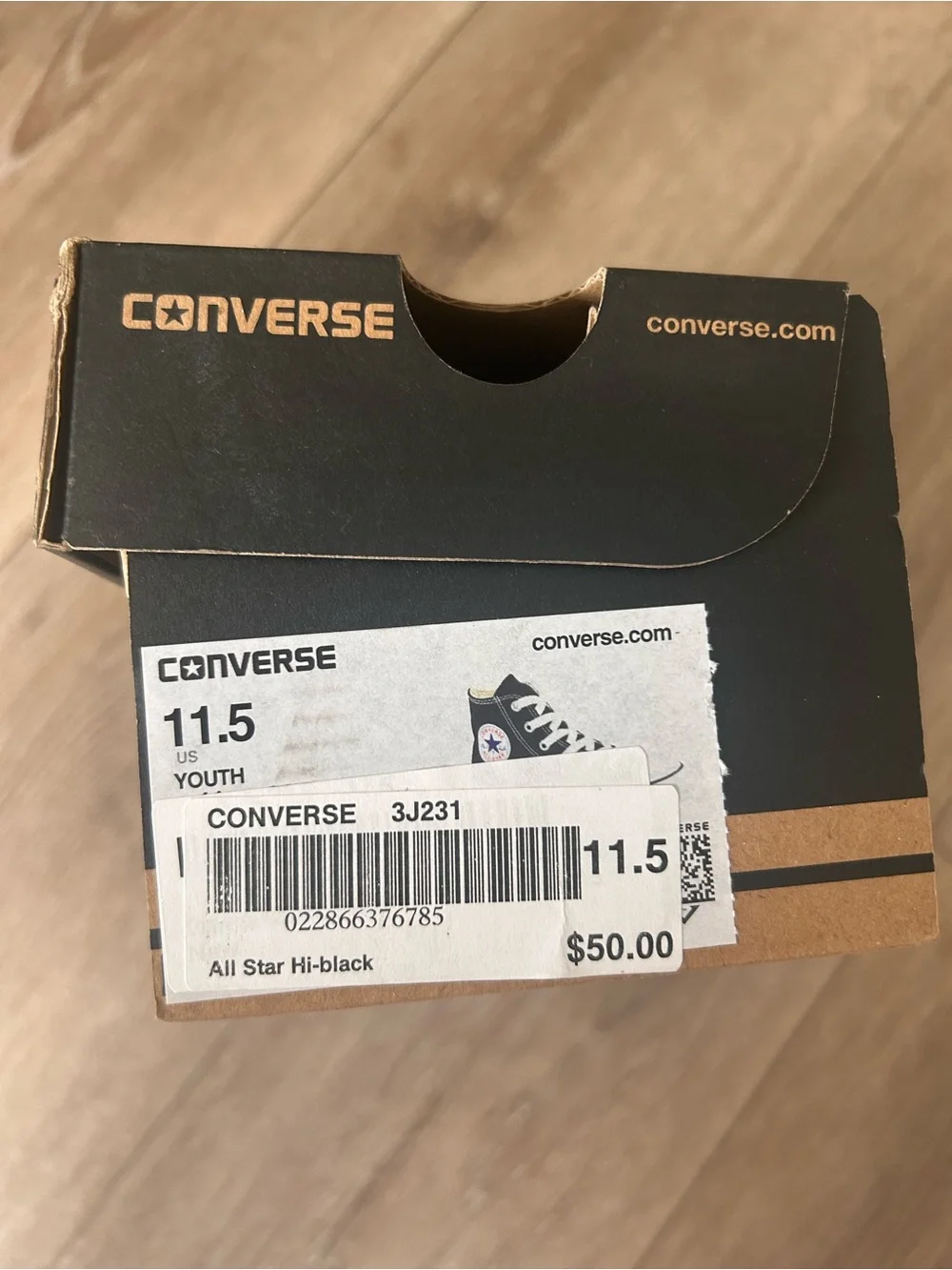 Converse Kids Black & White High Top Sneakers Size 11.5 17.5 CM
